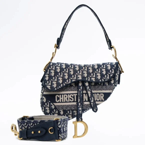 NEW! Authenticated Saddle Hand Bag Blue Dior Oblique Embroidery Iconic MSRP$5100 - Picture 1 of 16